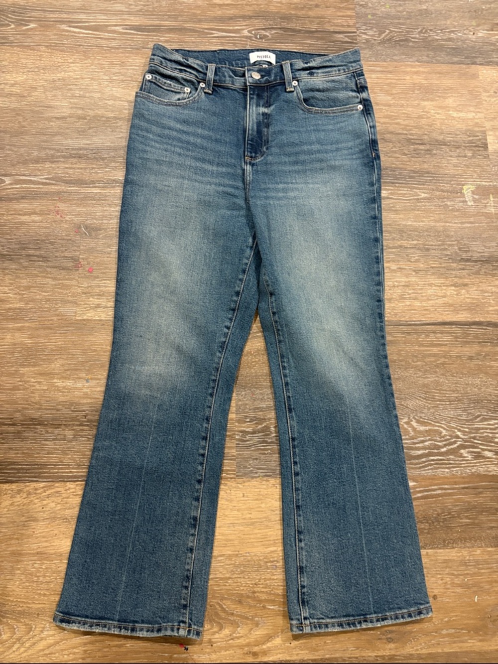 pistola Medium Blue Flare Wide-Leg Jeans